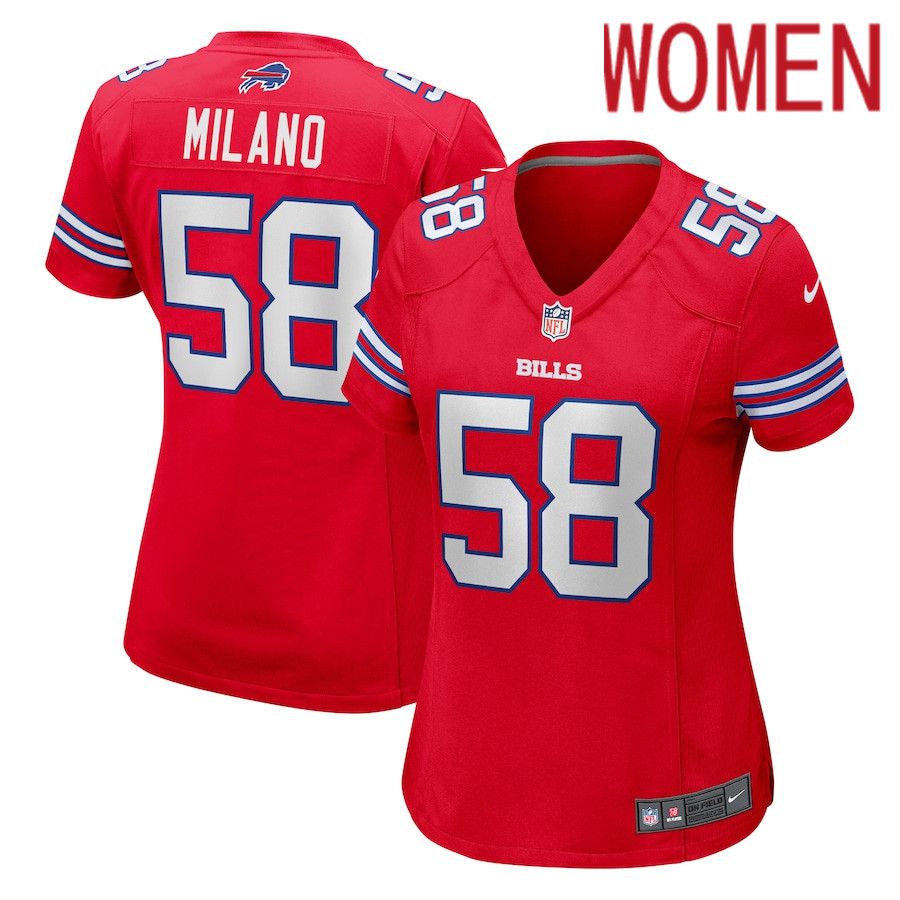 Women Buffalo Bills 58 Matt Milano Nike Red Player NFL Jersey